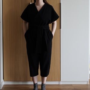 Lauren Winter Knot Jumpsuit in Black Wool NWOT